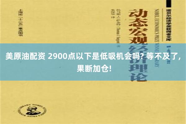 美原油配资 2900点以下是低吸机会吗? 等不及了, 果断加仓!