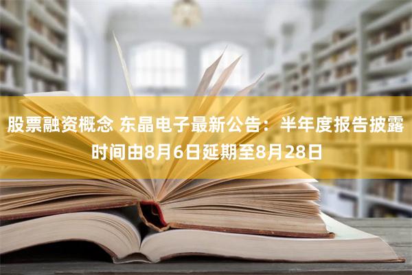 股票融资概念 东晶电子最新公告：半年度报告披露时间由8月6日延期至8月28日