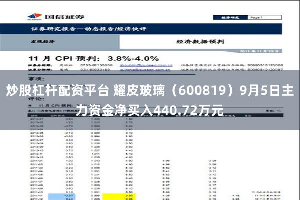 炒股杠杆配资平台 耀皮玻璃（600819）9月5日主力资金净买入440.72万元