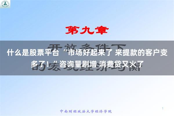 什么是股票平台 “市场好起来了 来提款的客户变多了！”咨询量剧增 消费贷又火了