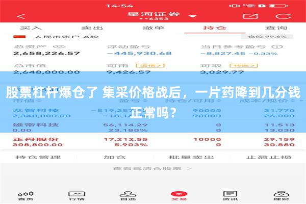 股票杠杆爆仓了 集采价格战后，一片药降到几分钱正常吗？